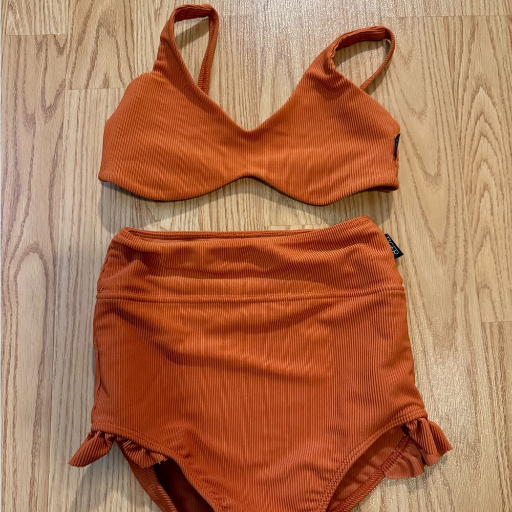 Orange Ribbed Girl’s Dance Set